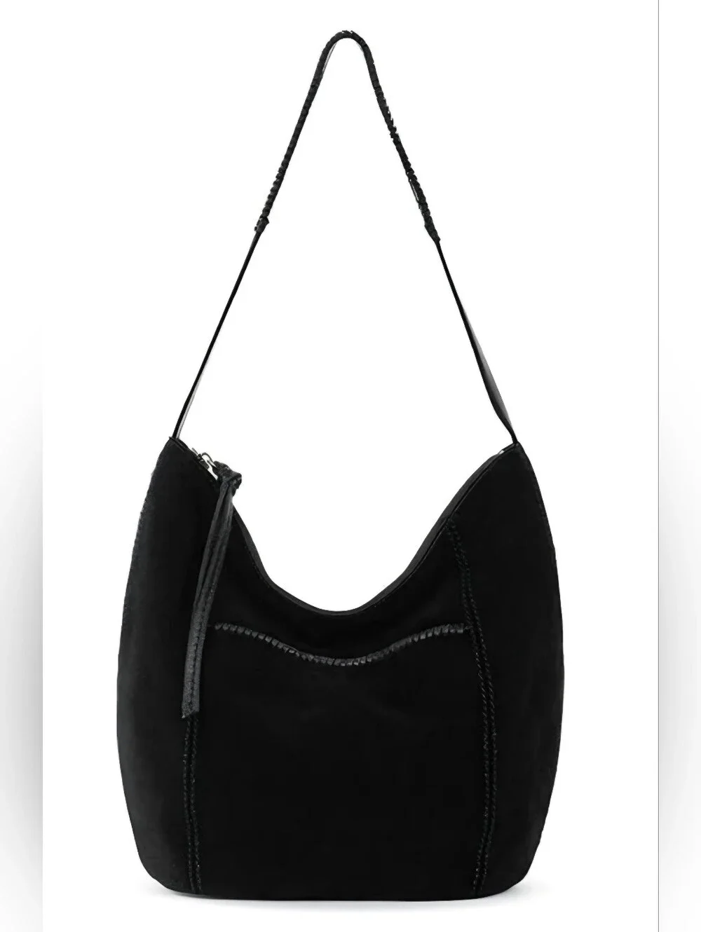 The Sak Black Suede Hobo Bag with Braided Strap